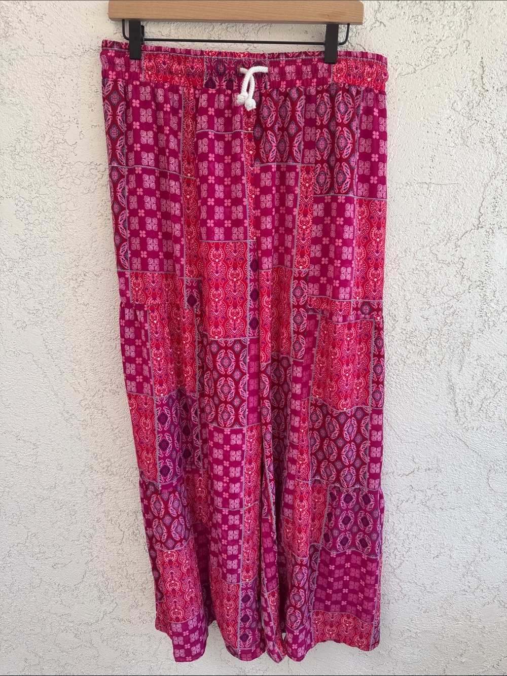 Pink Patchwork Wide-Leg Lounge Pants size XL